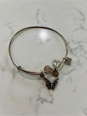 Alex and ani Silver Butterfly Charm Bangle Bracelet